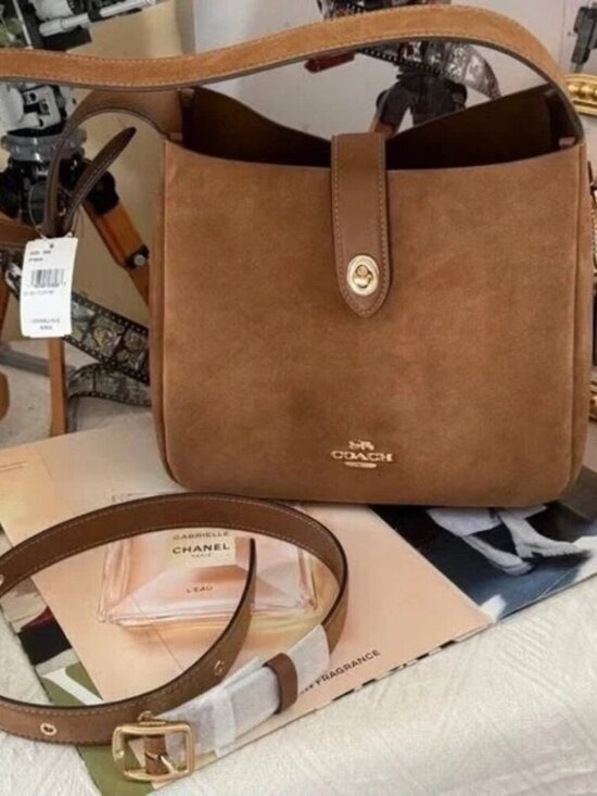 Coach Handbags - Coach Tan Suede Shoulder Bag